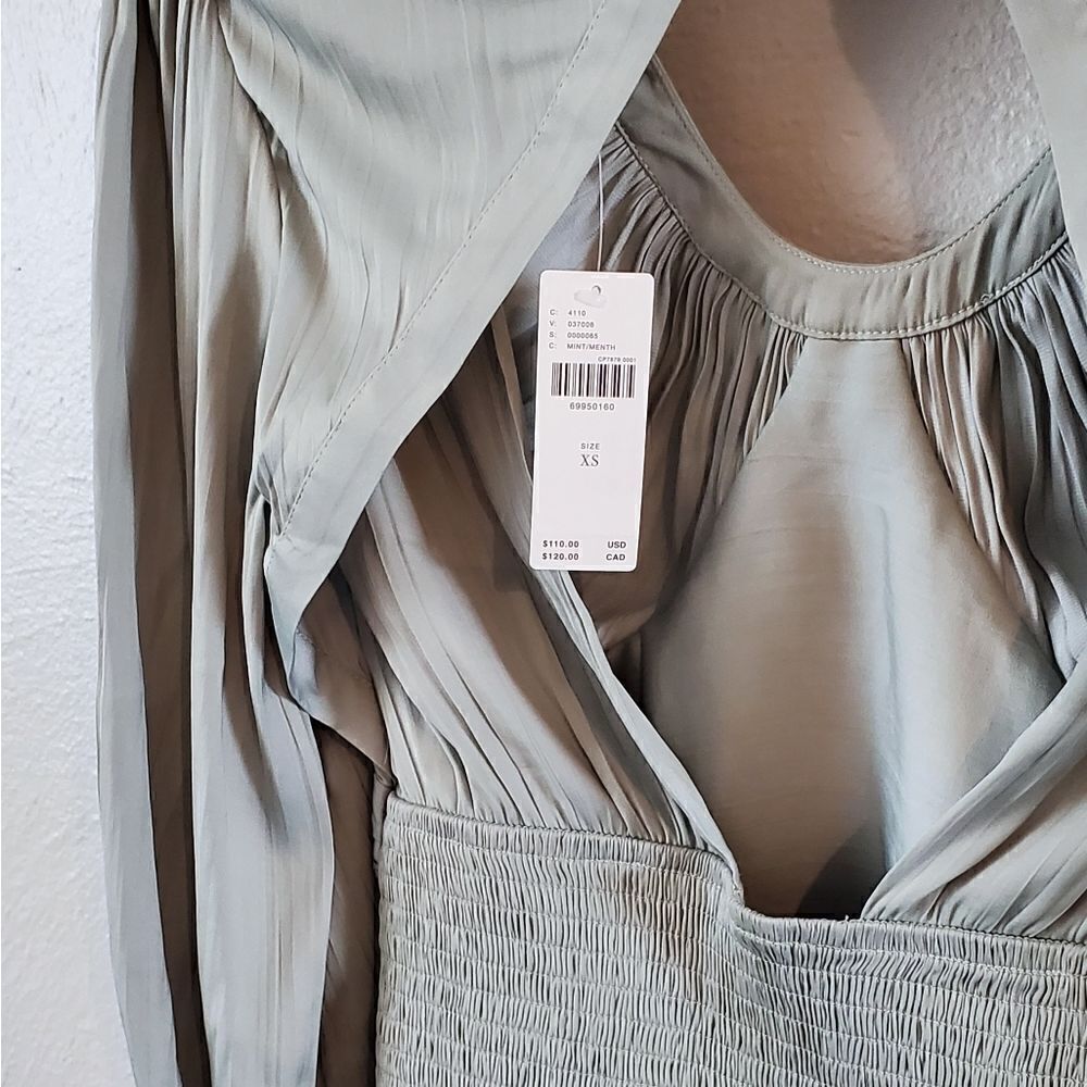 Anthropologie Blouson-Sleeve Blouse In Mint Green Size Extra Small NWT - Picture 7 of 7